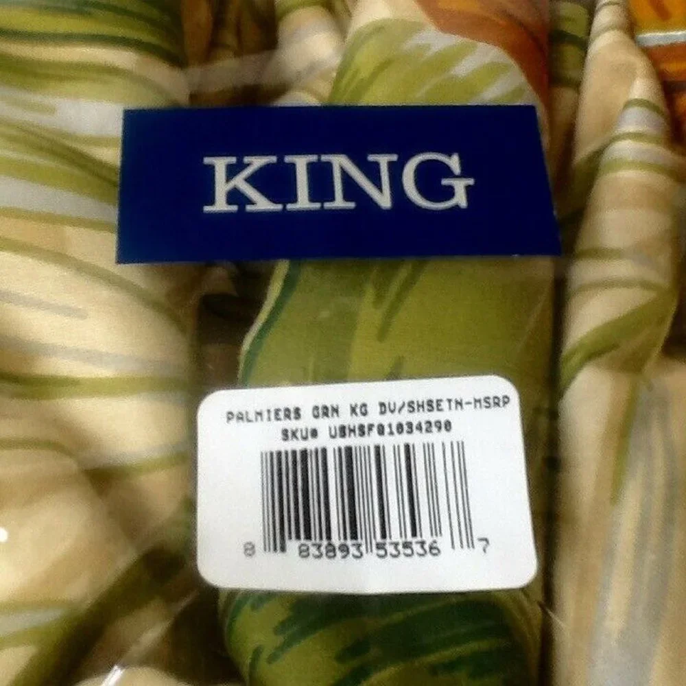 new Tommy Bahama Palmiers GREEN 100% Cotton KING Duvet Cover + 2 Pillow Shams